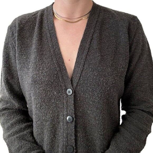 Vintage Jaeger Womens Made in Great Britain Grey Wool Preppy Cardigan sz M - Picture 6 of 9